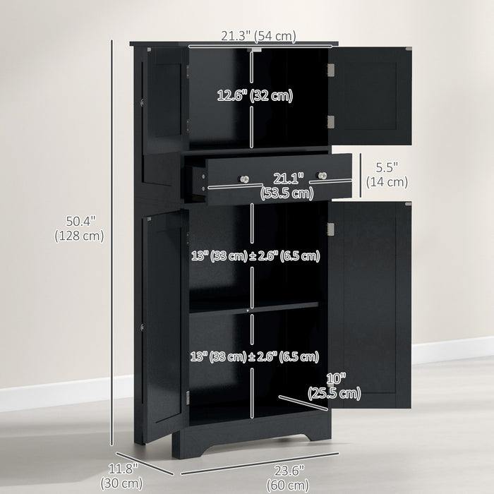 HOMCOM 50.5\" Kitchen Pantry Storage Cabinet with Doors and Adjustable Shelf