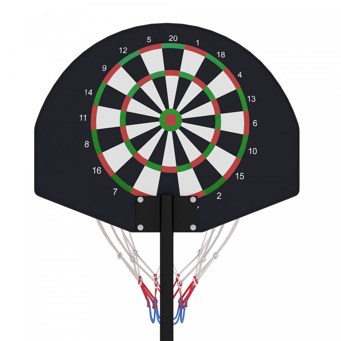 Soozier 3-5ft Basketball Hoop Stand With Dartboard, Darts And 15\" Backboard