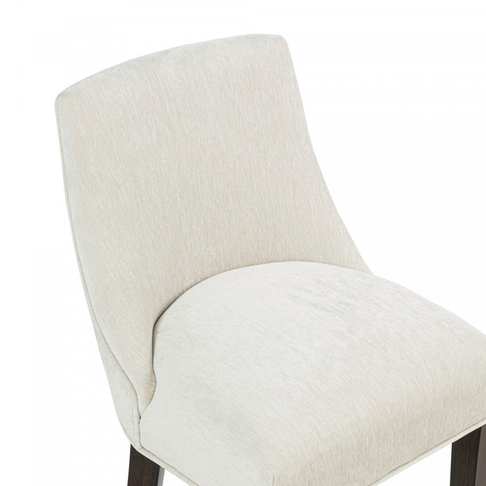 Beever Modern Chenille Wood Upholstered Barstool in Cream - Set of 3 Bar Stool