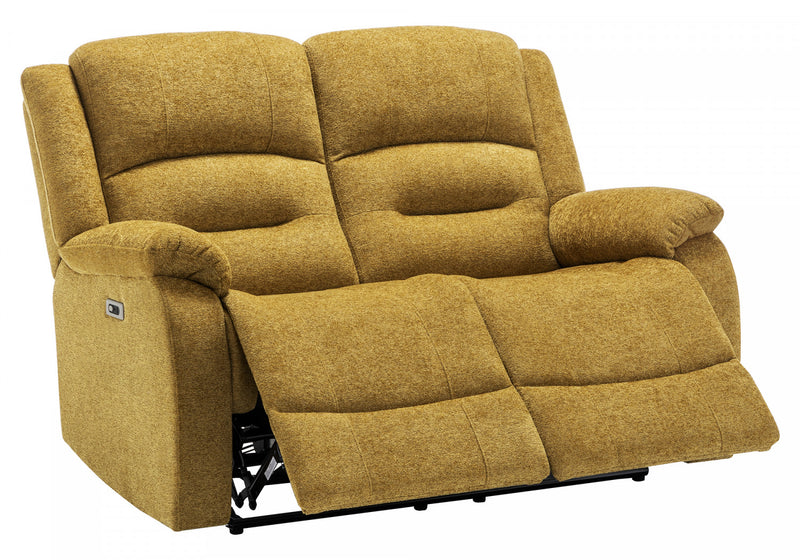 Small 2-Seater Power Reclining Love Seat, 50\" Wide, Usb Port Included, Gold Fabric Recliner