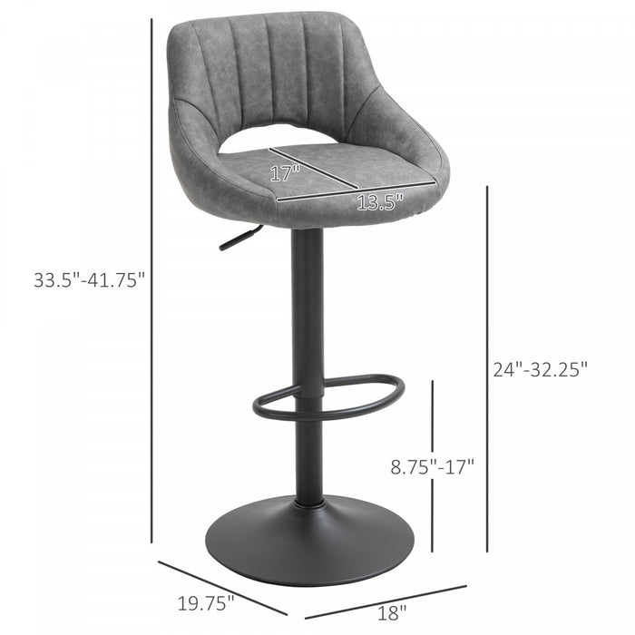 HOMCOM Bar Stools Set of 2 Swivel Adjustable Counter Height Barstools