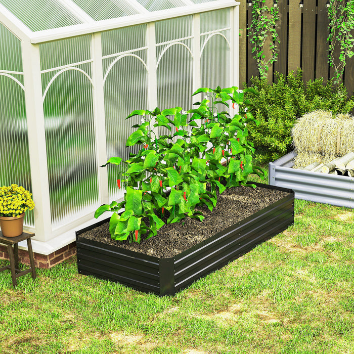 Outsunny Raised Garden Bed with 2 Trellis Tomato Cages, Black