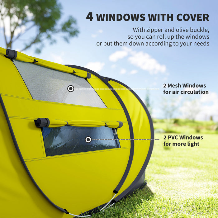 Outsunny 4 Person Camping Tent Automatic Pop Up Tent with Carry Bag Doors