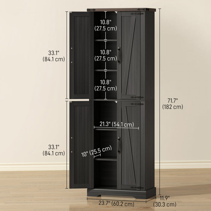 HOMCOM 72\" Pantry Cabinet, Kitchen Storage Cabinet for Dining Room, Black