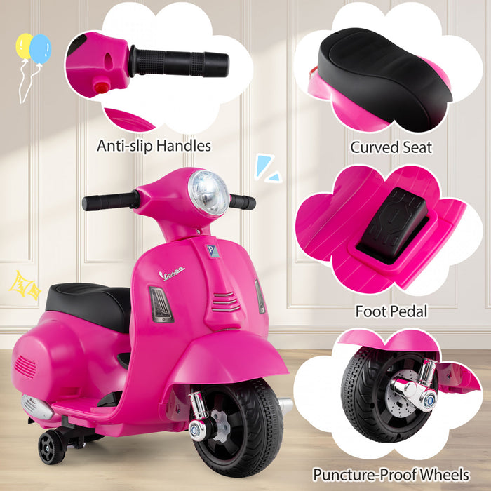 Costway Kids Ride On Motorcycle With Training Wheels Headlight Horn 6v Battery Pink
