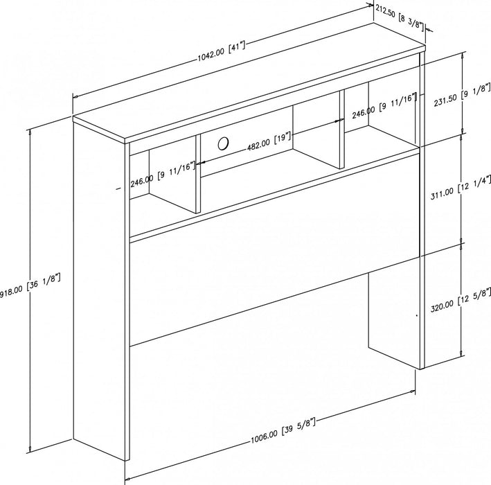 Spark Bookcase Headboard With Storage - Pure White