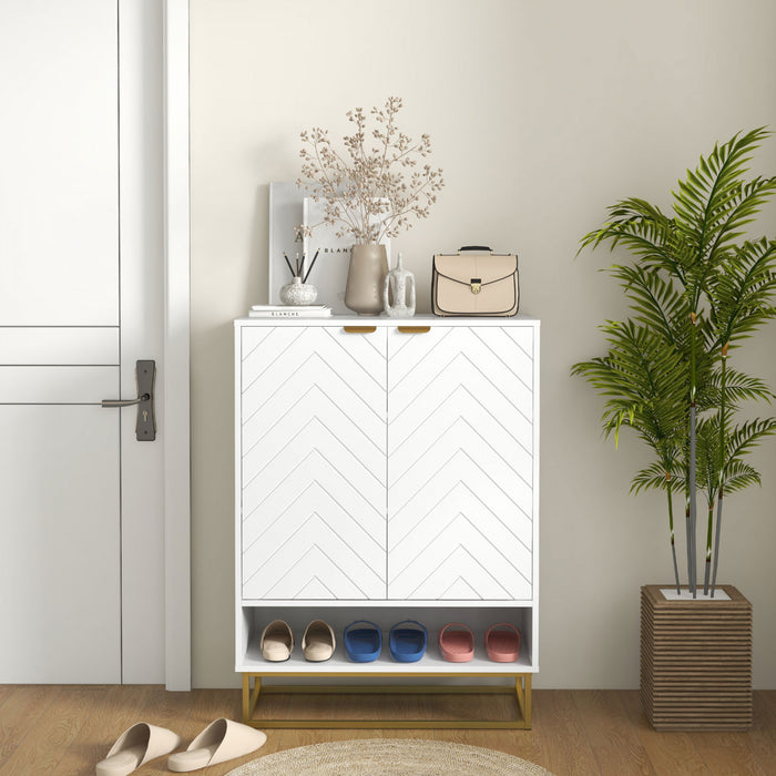 HOMCOM Shoe Cabinet for Entryway, 12 Pairs Shoe Storage Cabinet, White
