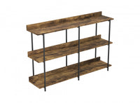 Premium 34” Console Table With 2 Shelves - Brown Reclaimed Wood With Black Metal 