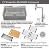 MultiSINK 33 in. Dual Mounted 3-Level Workstation Kitchen Sink, Faucet, Glass Rinser,Stainless Steel -D-XP30 Laundry Combo | Evier poste de travail MultiSINK 33 po, double pose, 3 niveaux, robinet, rince-verre, inox -D-XP30