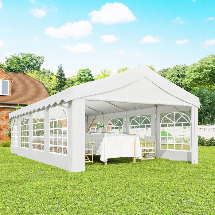 Outsunny 13'x26' Heavy Duty Large Party Tent & Carport w/ Sidewalls, White