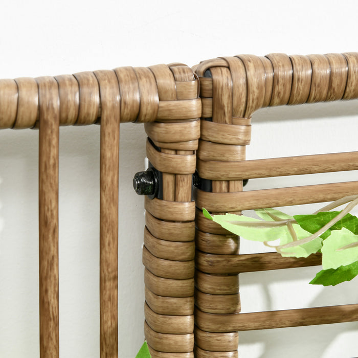 Outsunny Rattan Outdoor Planter With Trellis, Raised Garden Bed, Sand Brown