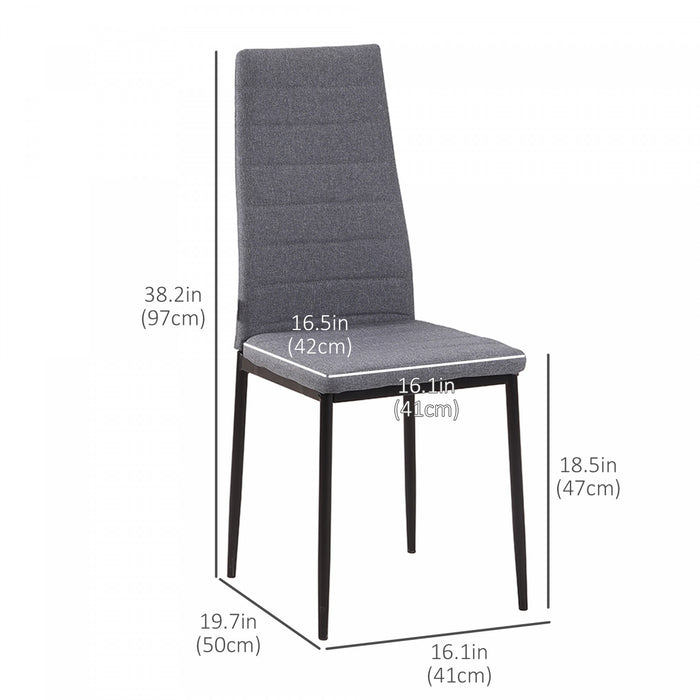 HOMCOM Dining Chairs Set of 4, Linen Fabric Upholstered Accent Chairs, Grey