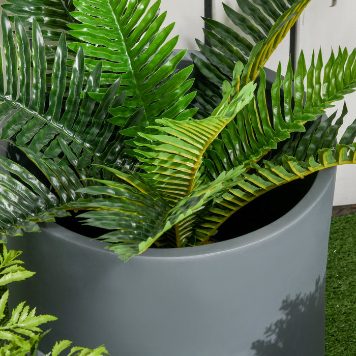 Outsunny Set of 3 Flower Pots, Flower Pots with Drainage Holes