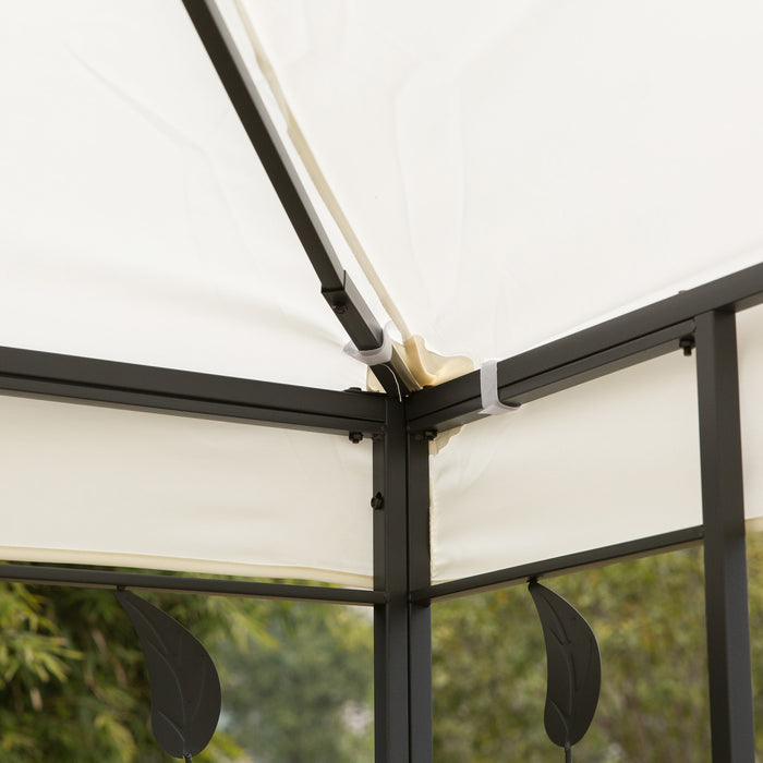Outsunny 10' X 10' Outdoor Garden Metal Gazebo Patio Canopy Marquee Patio Party Tent Canopy Shelter Vented Roof Decorative Frame, Cream