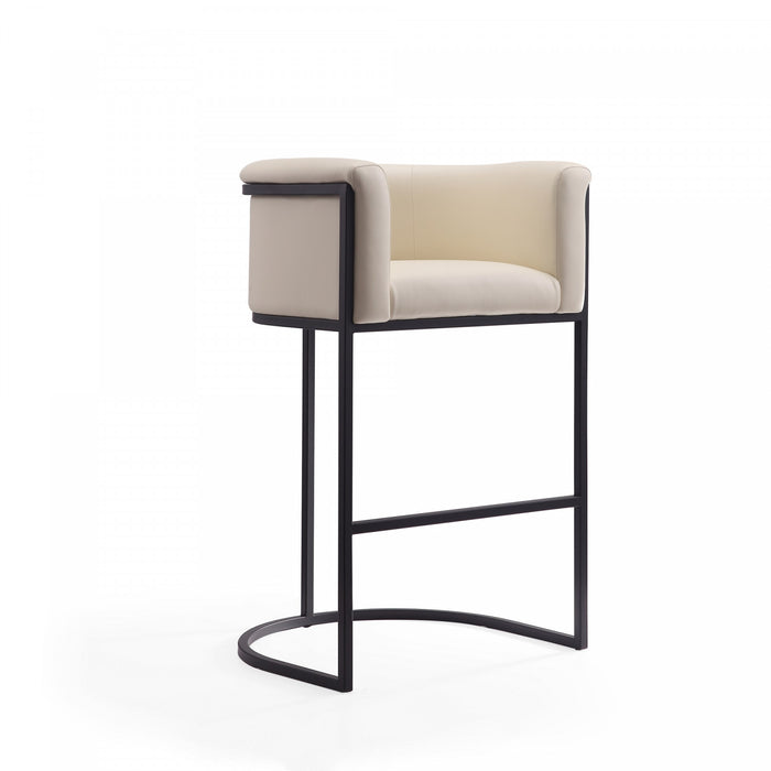 Cosmopolitan Mid-Century Modern Metal Upholstered Barstool in Cream - Set of 2 Bar Stool