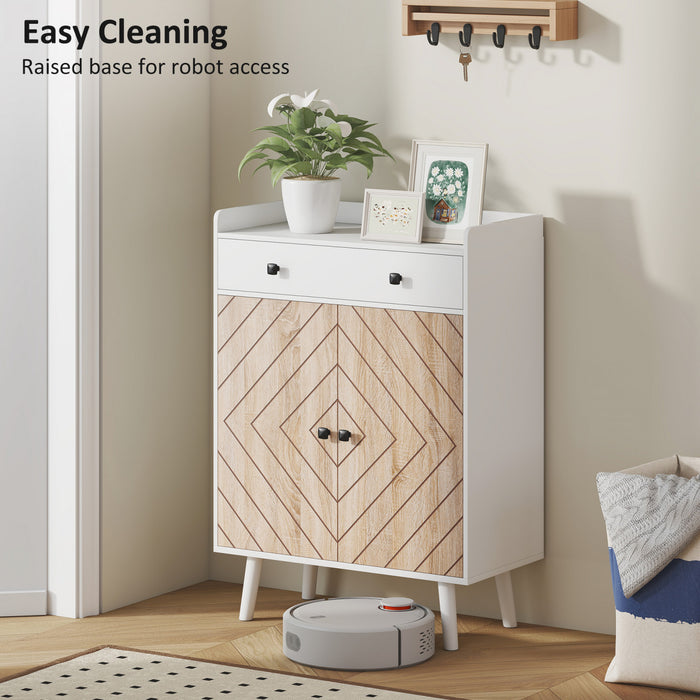 HOMCOM Shoe Cabinet, Shoe Storage Cabinet with Adjustable Shelves, White