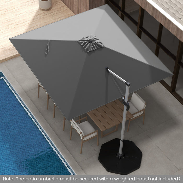 Costway 10 FT Patio Cantilever Umbrella Outdoor Aluminum Hanging Offset Umbrella w/ 360° Rotation Grey
