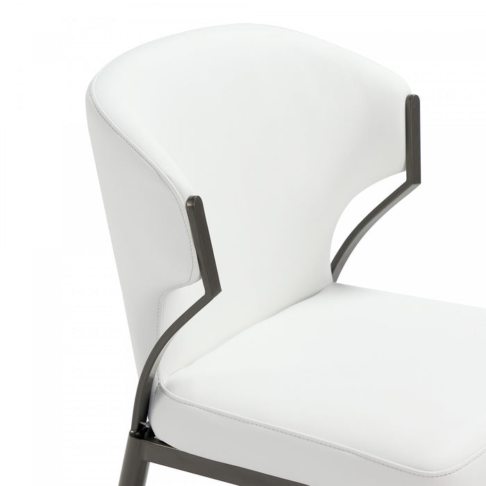 Kirsten Modern Vegan Leather Metal Dining Chair in White - Set of 4