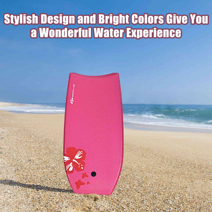 Goplus 37'' Super Lightweight Bodyboard Surfing W/leash Eps Core Boarding Ixpe Pink