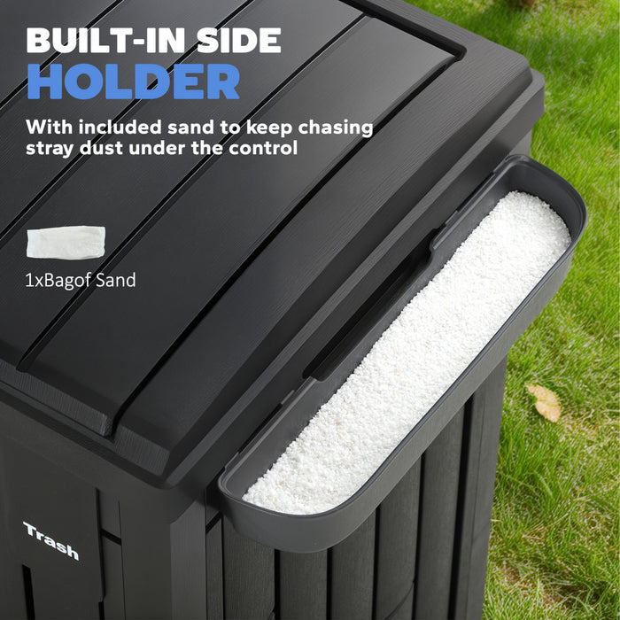 Outsunny 58 Gallon Double Outdoor Garbage Bin with Dual Lid, Side Holder, Waterproof Plastic Garbage Can with Drip Trays, Outdoor Waste Trash Can for Patio, Backyard, Garden, Black