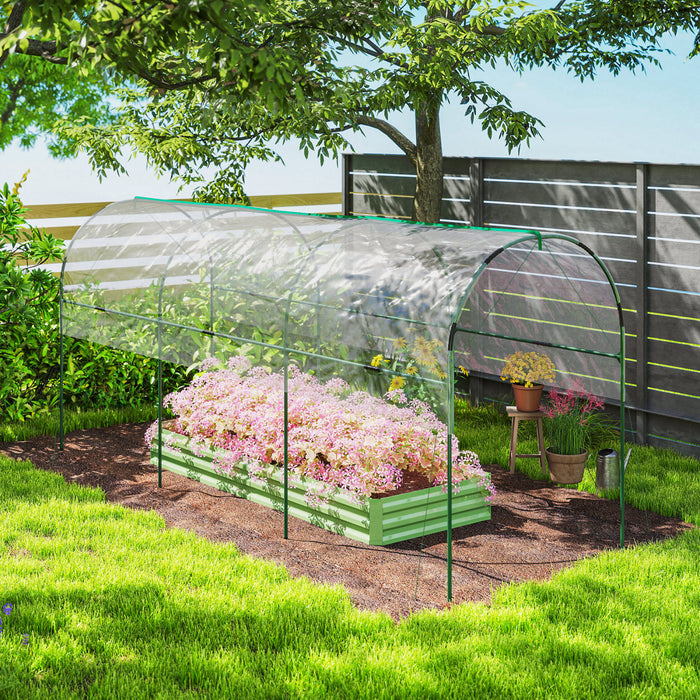 Outsunny Tunnel Tomato Greenhouse with 4 Hoops and Top Tap, Clear