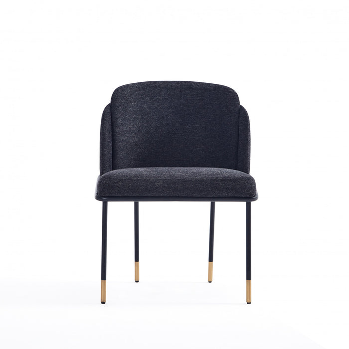 Flor Modern Metal Twill Weave Dining Chair in Black - Set of 2