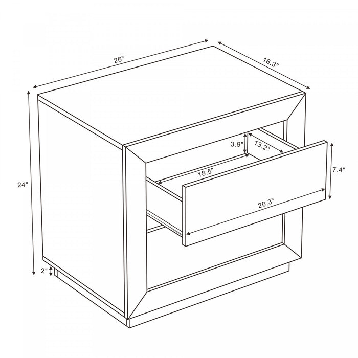 Soren Contemporary 26\" Nightstand in Natural Oak (2-Drawer)