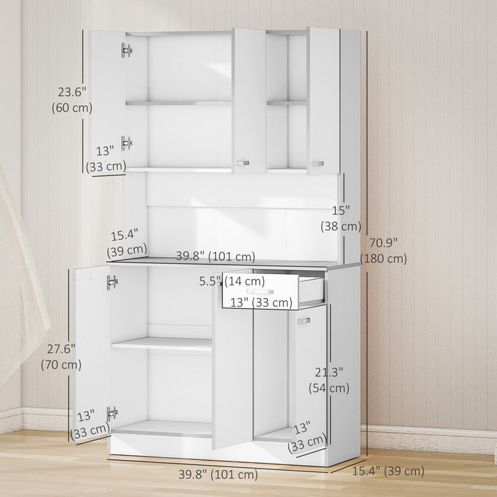 HOMCOM Modern Buffet with Hutch, Kitchen Cabinet with Storage Cupboard