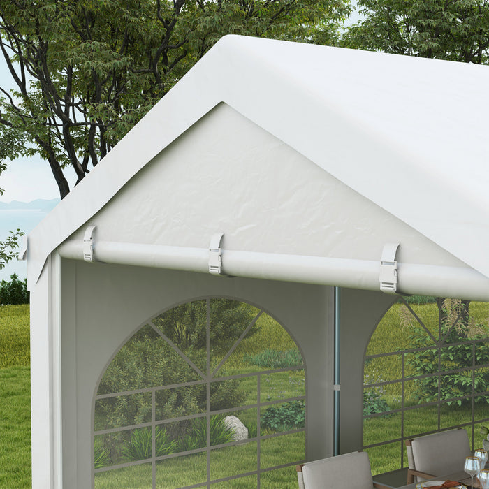 Outsunny 10' X 26' Party Tent And Carport, Heavy Duty Outdoor Canopy Tent Shelter Portable Garage With Removable Sidewalls, 2 Doors And Windows, Tents For Parties Events Bbq Grill