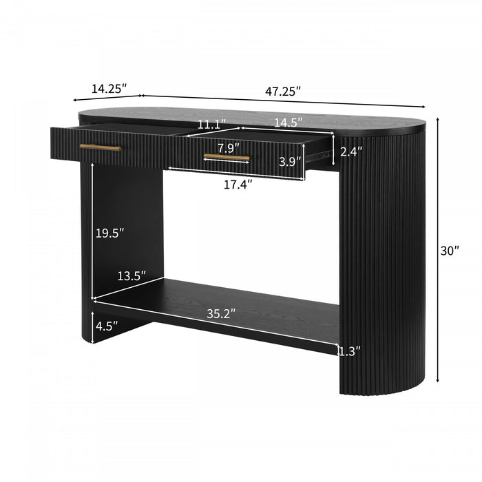 Olivia 47.25“ Modern Sofa Table with Storage and Drawers - Black
