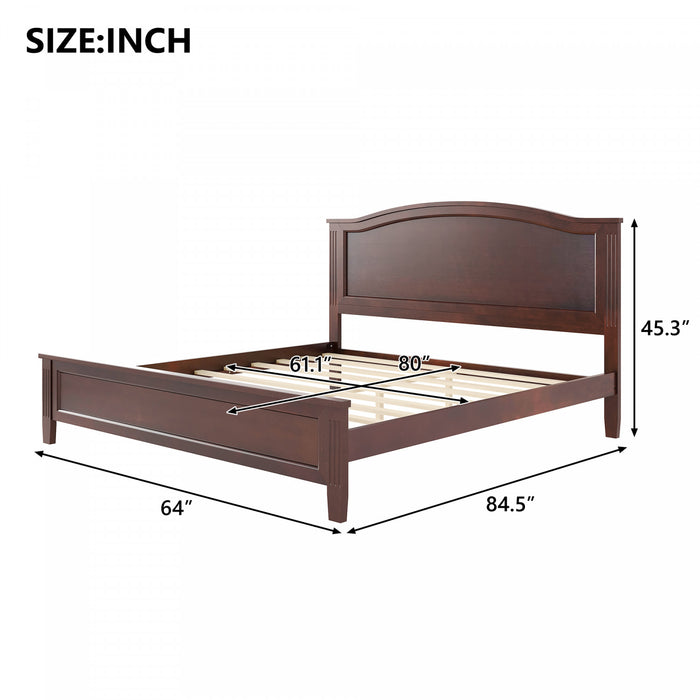 Benson Queen Size Solid Wood Platform Bed with Stylish Headboard, Brown