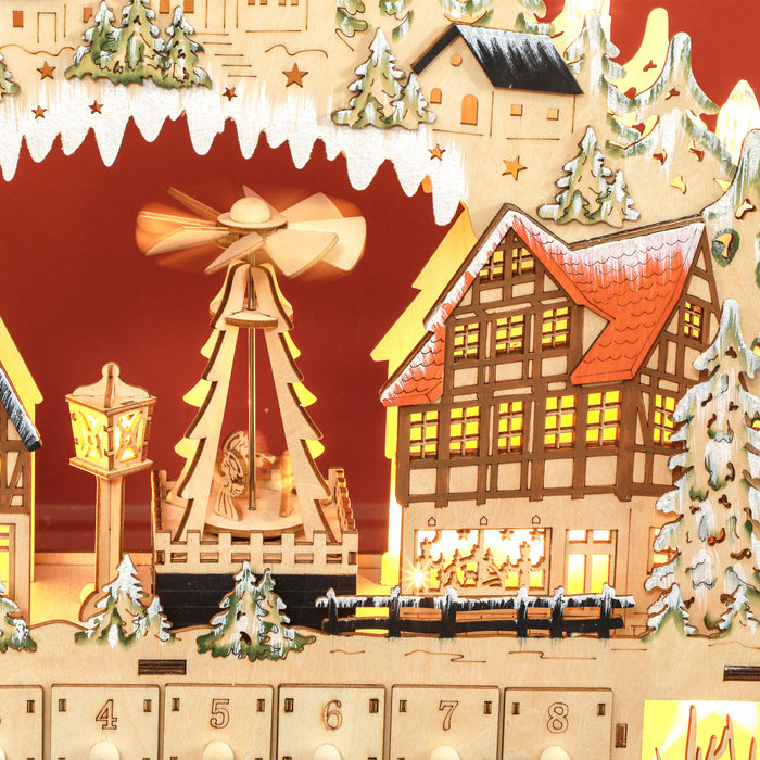 Homcom Light Up Christmas Advent Calendar With 24 Countdown Drawers