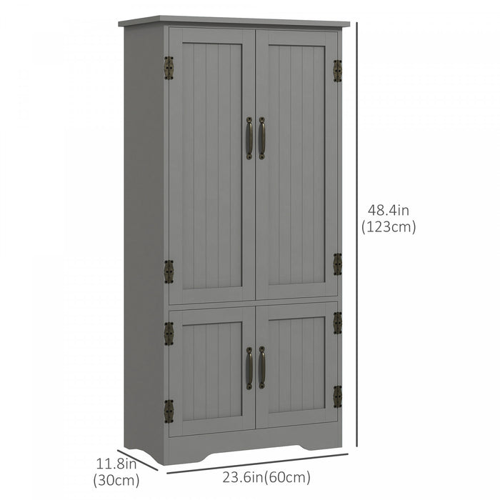 HOMCOM 48\" Kitchen Pantry, Kitchen Storage Cabinet with Shelves, Grey
