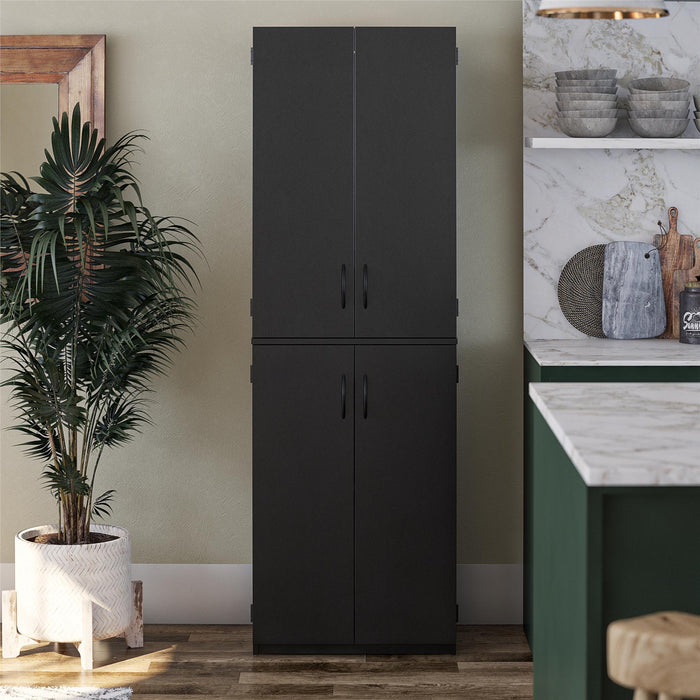 Ameriwood Home 72\" 4-Door Storage Cabinet - Black