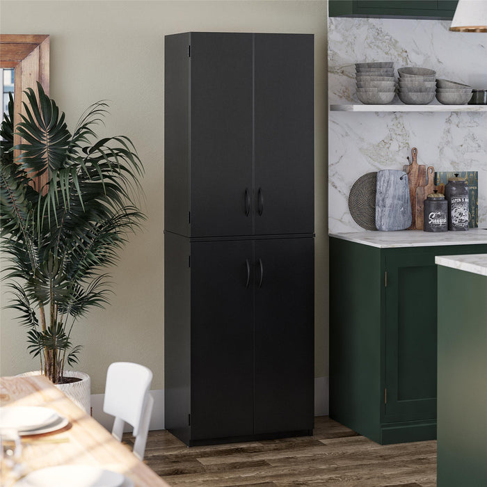 Ameriwood Home 72\" 4-Door Storage Cabinet - Black