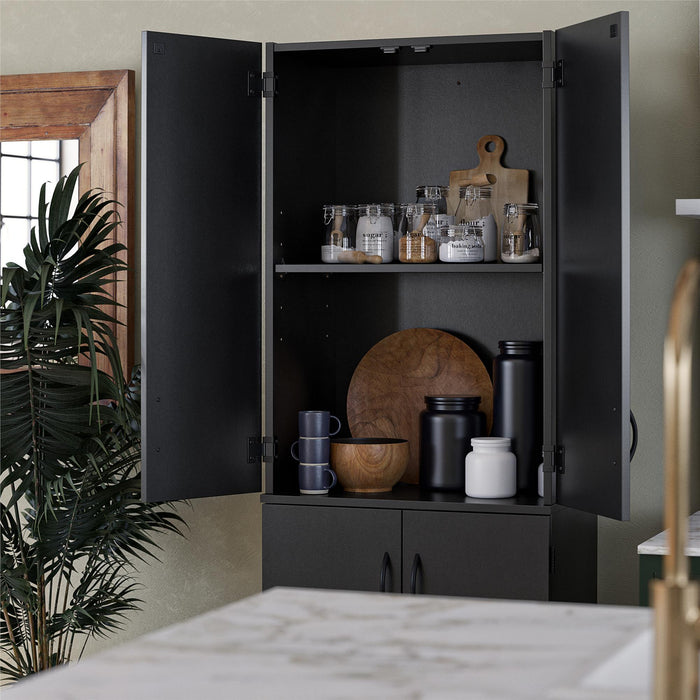 Ameriwood Home 72\" 4-Door Storage Cabinet - Black