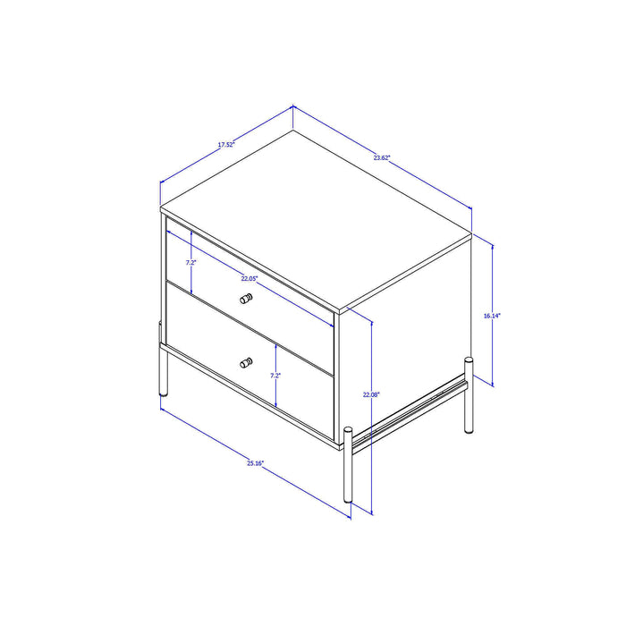 Manhattan Comfort Jasper Nightstand with Steel Gold Legs - Grey Gloss