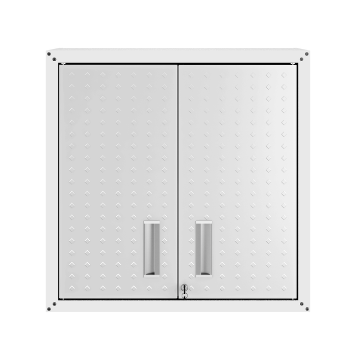 Manhattan Comfort Fortress 30\" Floating Textured Metal Garage Cabinet with Adjustable Shelves - White