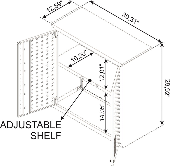 Manhattan Comfort Fortress 30\" Floating Textured Metal Garage Cabinet with Adjustable Shelves - White