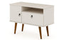 Manhattan Comfort Tribeca 35.43\" Mid-Century Modern TV Stand with Solid Wood Legs - Off White