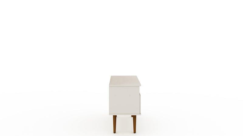 Manhattan Comfort Tribeca 35.43\" Mid-Century Modern TV Stand with Solid Wood Legs - Off White
