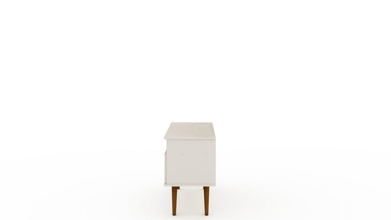 Manhattan Comfort Tribeca 35.43\" Mid-Century Modern TV Stand with Solid Wood Legs - Off White