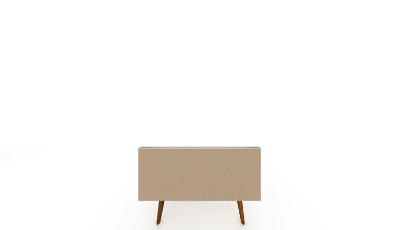 Manhattan Comfort Tribeca 35.43\" Mid-Century Modern TV Stand with Solid Wood Legs - Off White