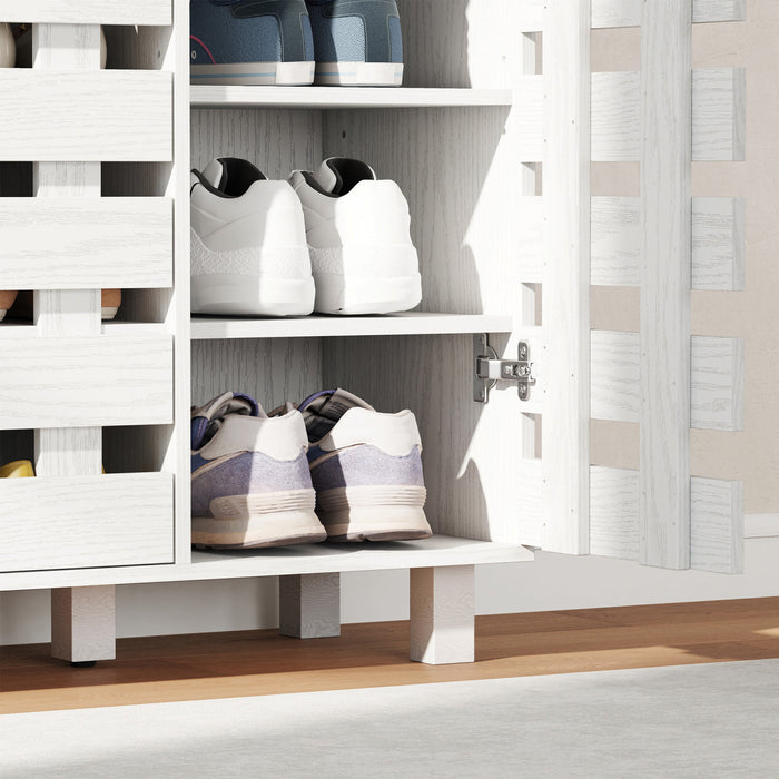 HOMCOM Shoe Cabinet, Shoe Storage Cabinet for 20 Pair of Shoes, White