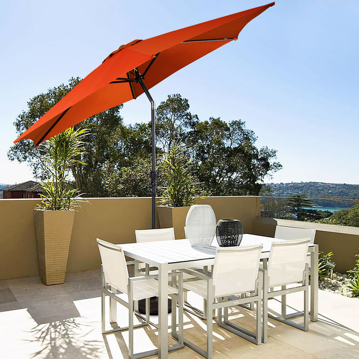 Costway 9FT Patio Umbrella Patio Market Steel Tilt W/ Crank Outdoor Yard Garden Orange