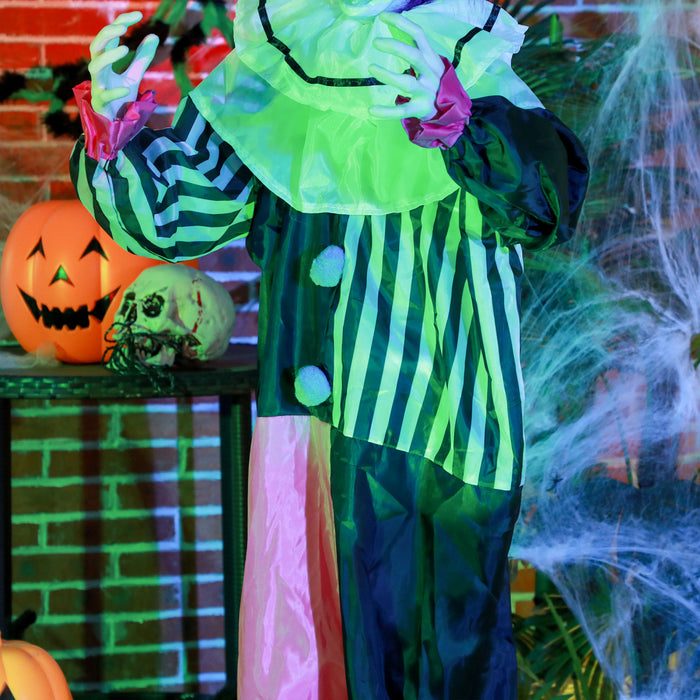 Outsunny 5.7FT Life Size Halloween Decoration, Animated Clown with Motion