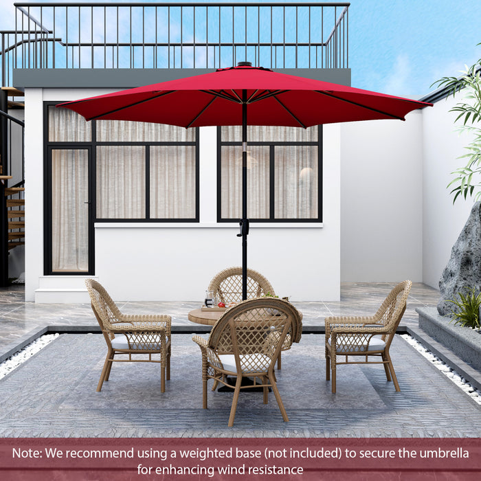 Costway 10 FT 112 LED Solar-Lighted Patio Table Market Umbrella Crank Tilt Outdoor Wine