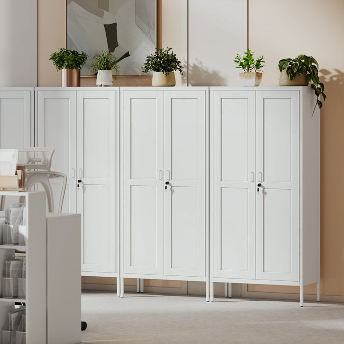 HOMCOM Metal Storage Cabinet with 2 Doors, Lockable File Cabinet, White
