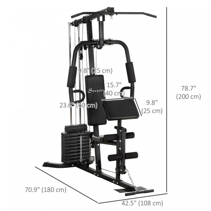 Soozier Multifunction Home Gym Machine With 99lbs Weight Stack, Full Body Workout