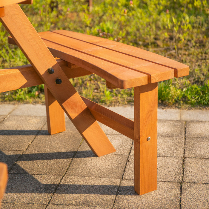 Outsunny Picnic Table Bench Set With Umbrella Hole For 6 People Brown